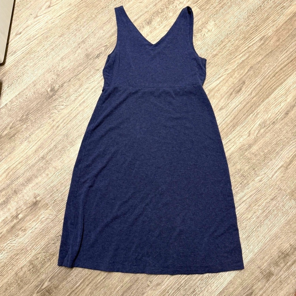 Athleta Womens Small Navy Blue Modal Blend Sleeveless V-Neck Empire Waist Dress - Picture 6 of 6